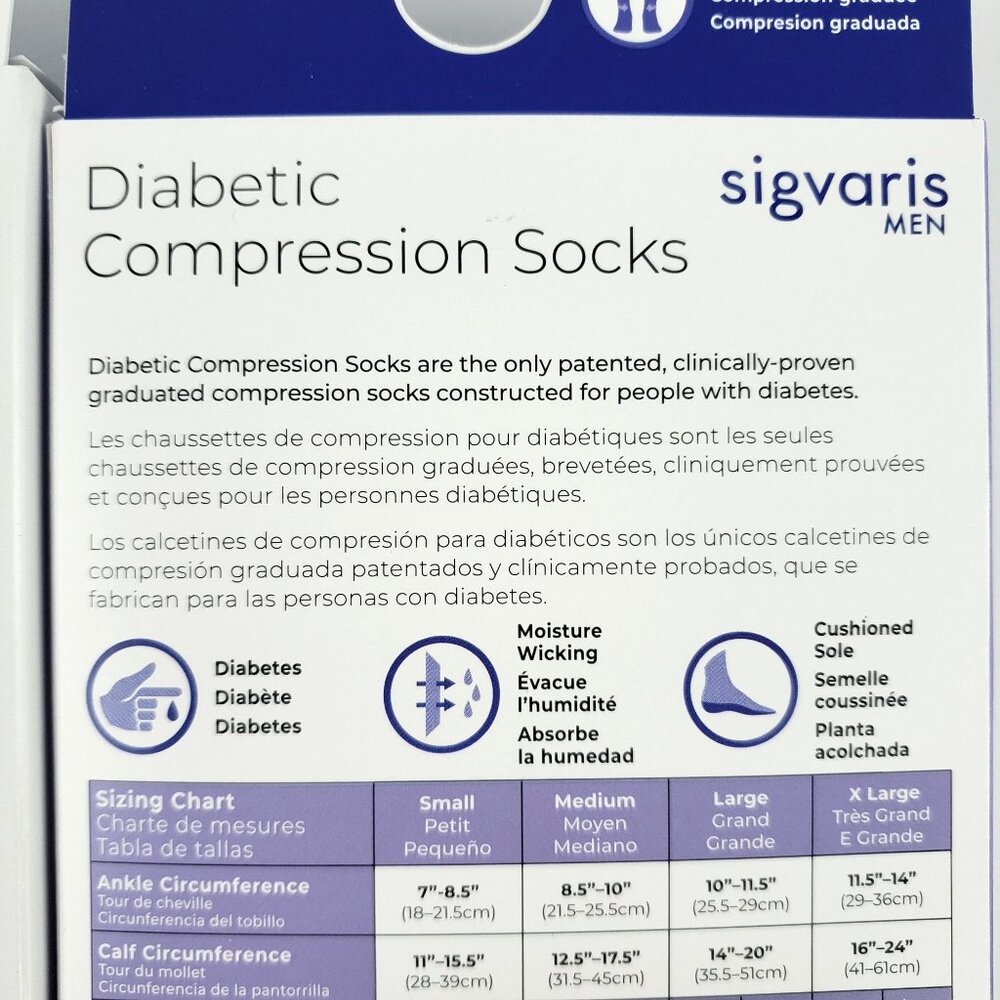 NEW Sigvaris 2 Pairs White Knee High Men Diabetic Compression Socks 18-25mmHg ML - Picture 8 of 8